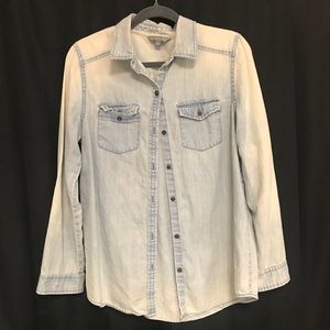 Faded denim button up